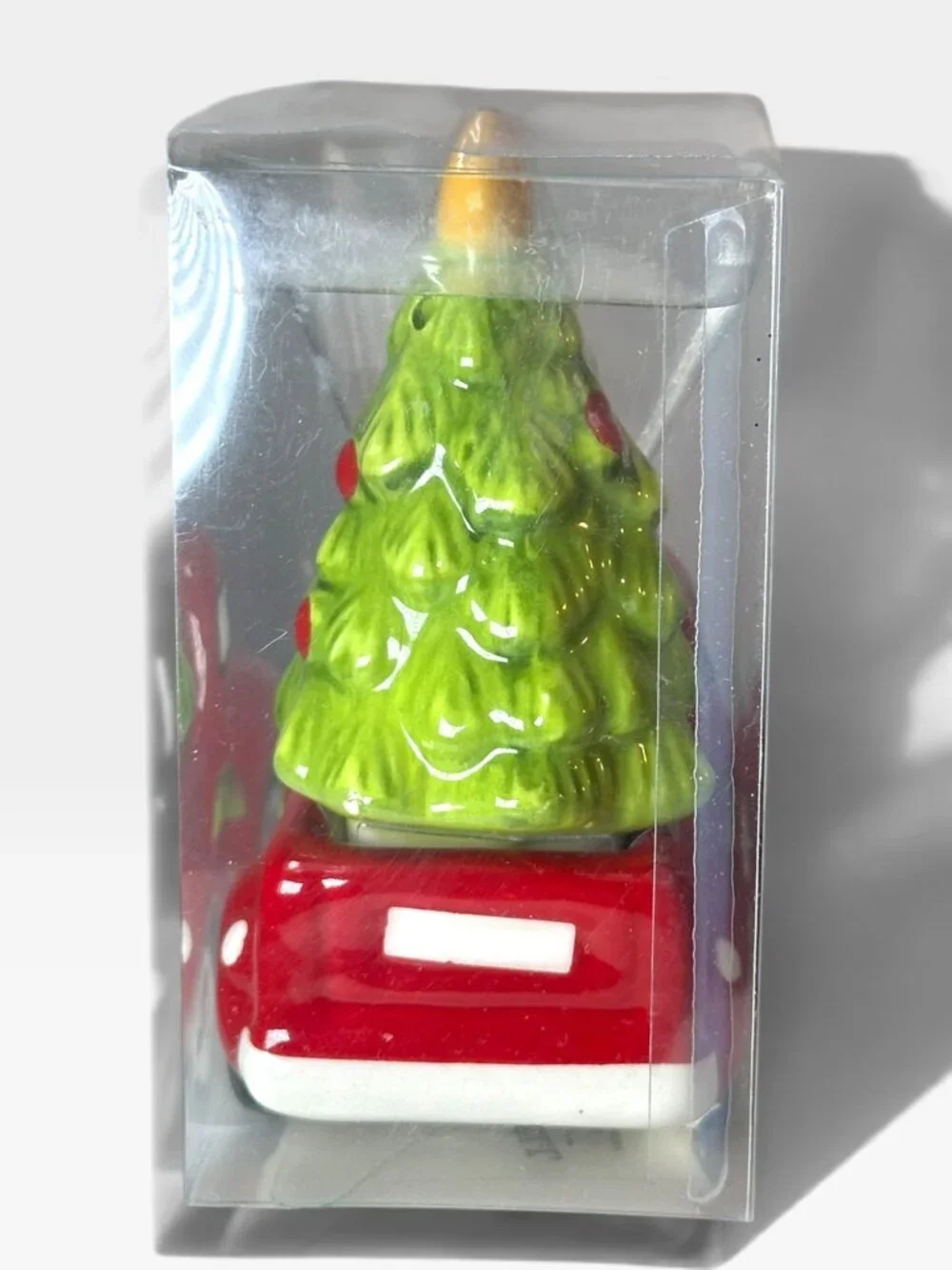 Sleigh Bell Bistro Red Truck & Christmas Tree Ceramic Salt & Pepper Shakers Hand